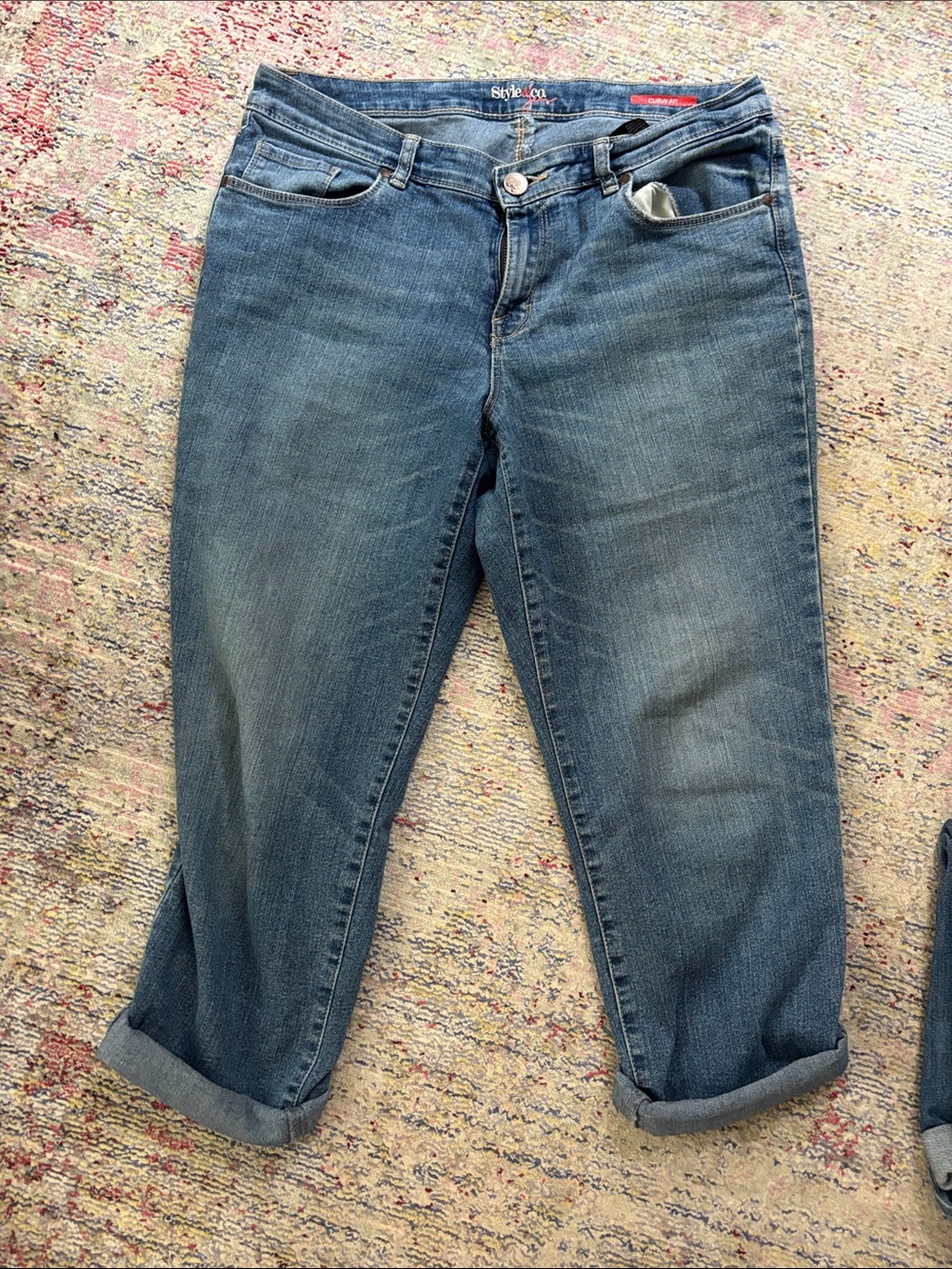 Style & Co. Women's Medium Blue Boyfriend Jeans with Rolled Cuffs